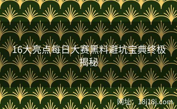 16大亮点每日大赛黑料避坑宝典终极揭秘  第2张